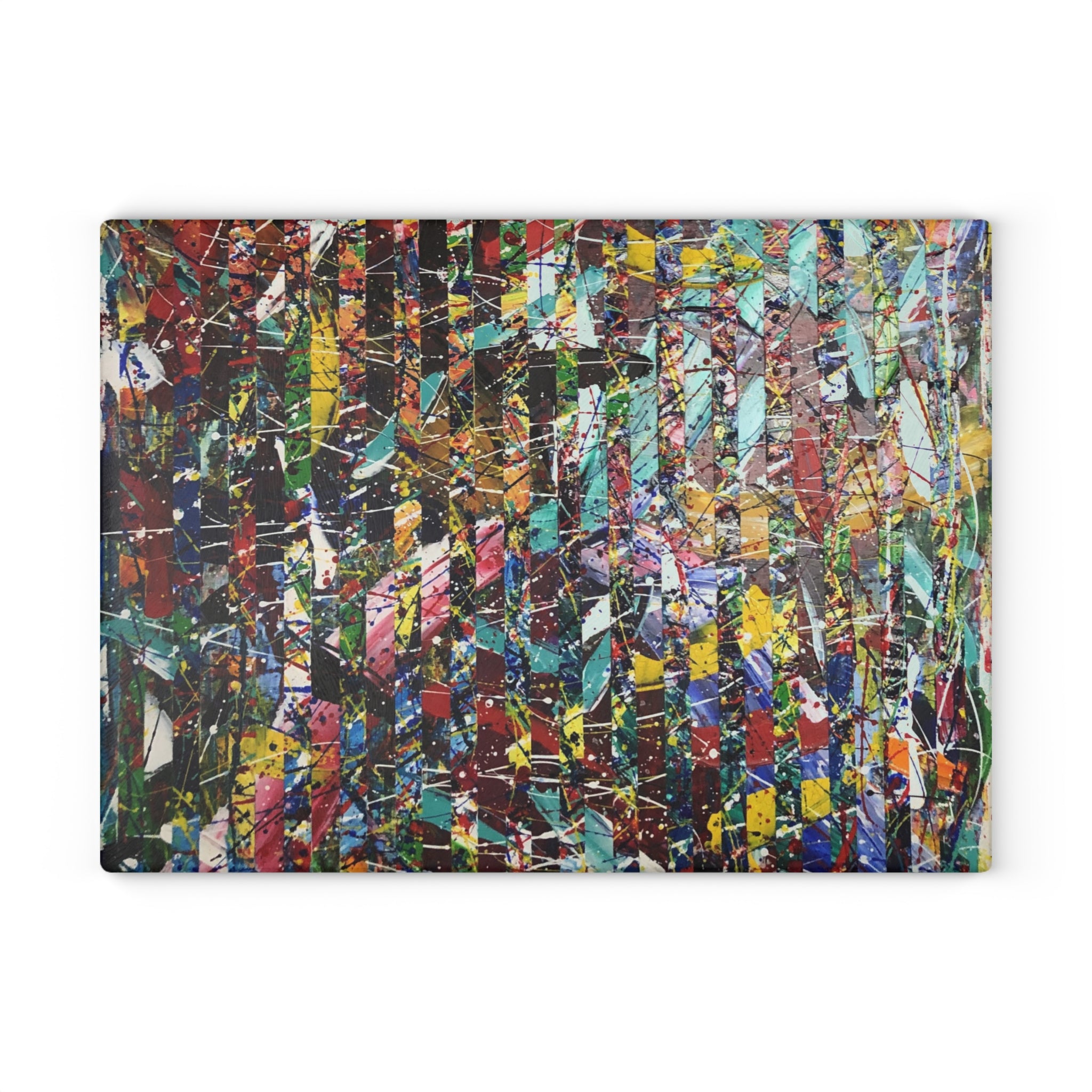 Patrice Rouge LE Collection - Abstract Color Splash Glass Cutting Board — Modern Kitchen Art
