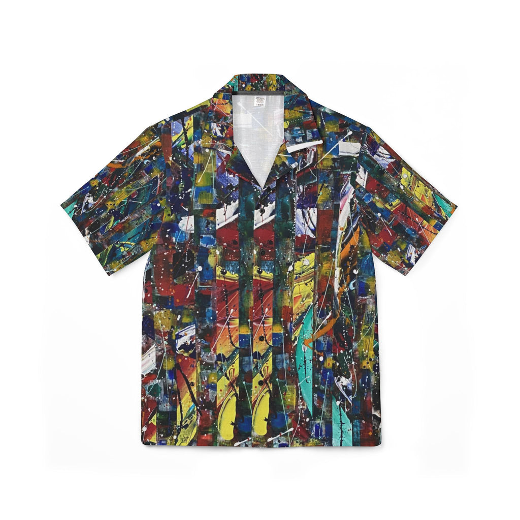 Abstract Colorblock Hawaiian Shirt — Men’s Vibrant Art Print Camp Shirt
