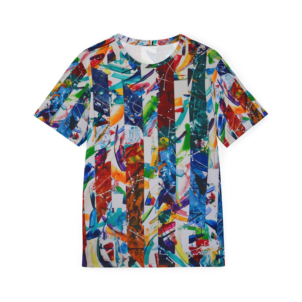 Abstract Color-Strip Men’s Sports Jersey — All-Over Print Athletic Tee