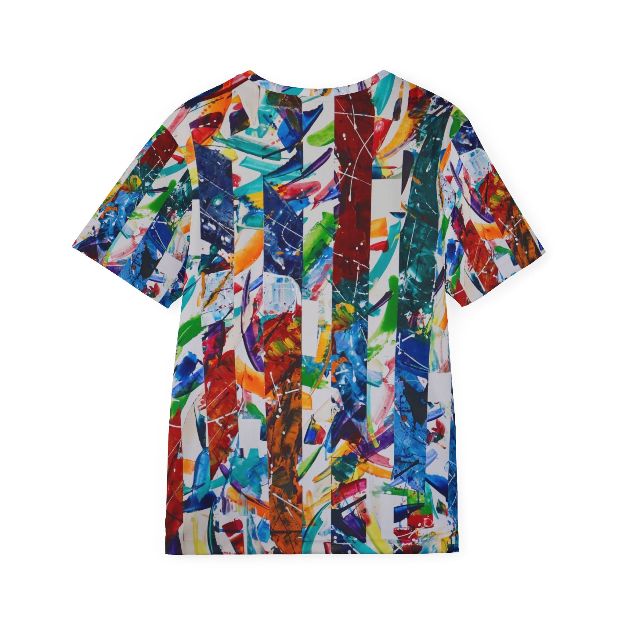 Abstract Color-Strip Men’s Sports Jersey — All-Over Print Athletic Tee