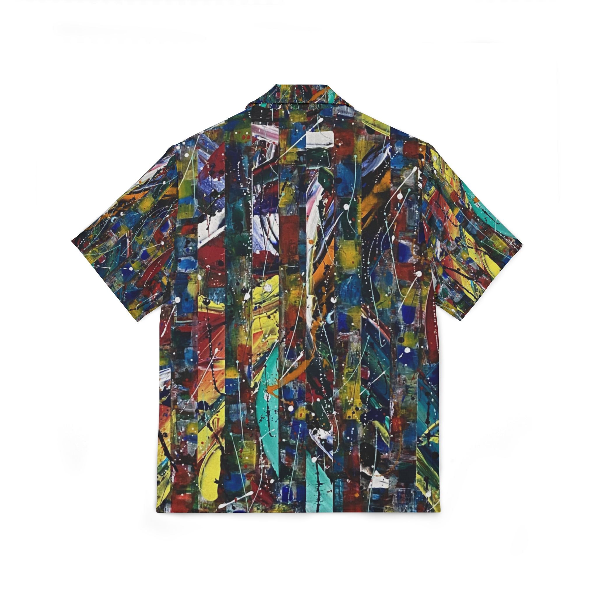 Abstract Colorblock Hawaiian Shirt — Men’s Vibrant Art Print Camp Shirt